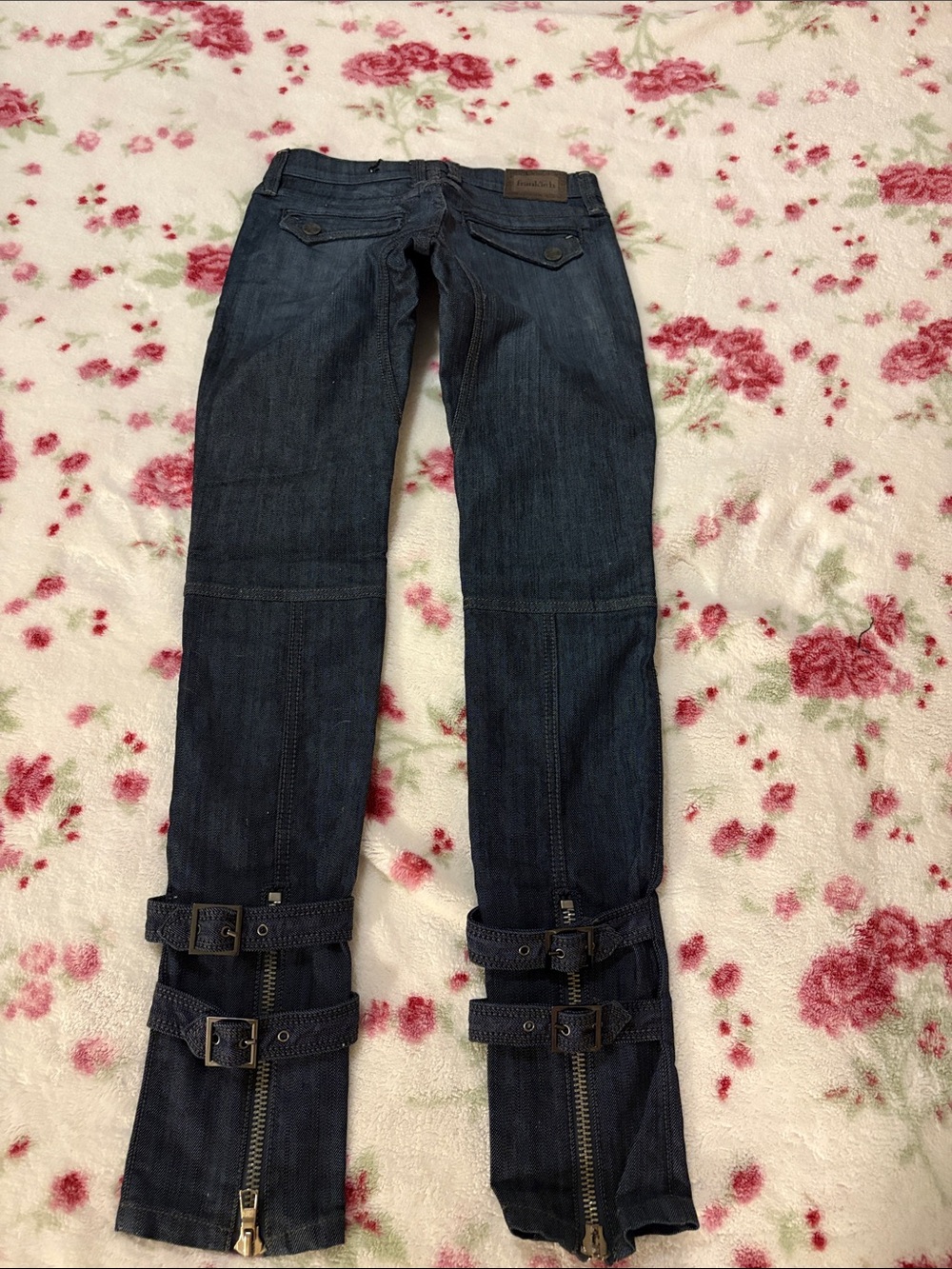 Rare Frankie b moto style dark wash zippers strap buckles. New but imperfect 2